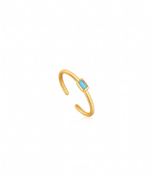Ania Haie  Turquoise Band Adjustable Ring Gold